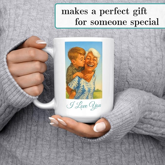 Personalized Coffee Mug, Custom Photo Caricature Gift, Funny Customized Coffee Gift for Men & Women, Custom Mugs with Pictures, White 15oz Customized Fathers Day Mug