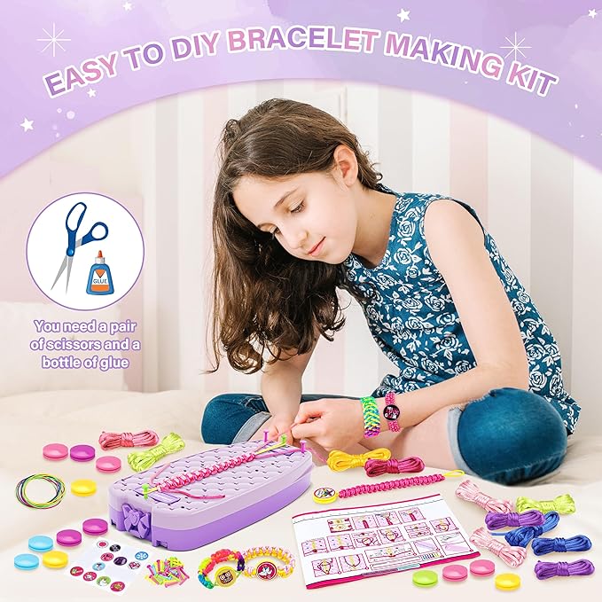 Dpai Friendship Bracelet Making Kit for Girls,DIY Arts and Crafts Toys,Jewelry String Maker Kit,The Best Birthday Gifts Ideas for Girls 6 7 8 9 10 11 12+ Years Old（Double Purple