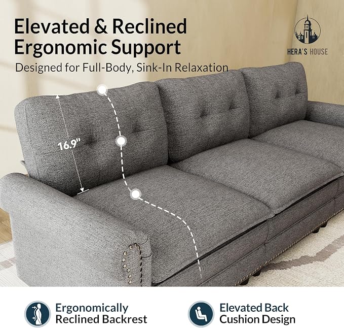 HERA'S HOUSE 73.2" Mid-Century Modern Loveseat, Oversized Sectional Couch - Image 9