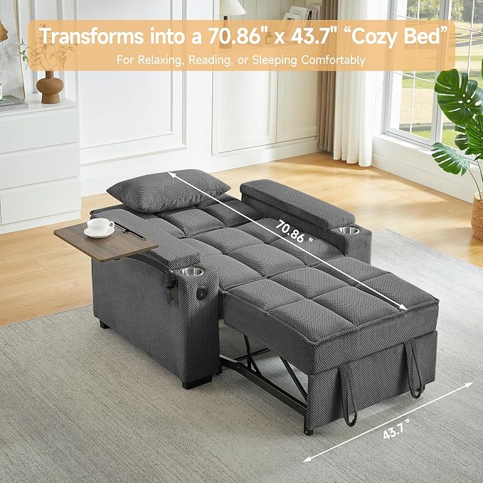 Large Size Convertible Sleeper Chair Futon Sofa Bed, Comfortable thick cushion - Image 5