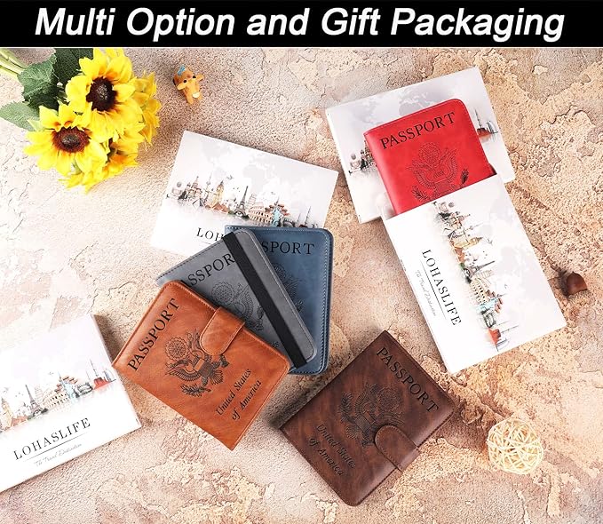 Airtag Passport Holder Cover Wallet Travel Essentials Leather RFID Blocking Case Vacation Luggage Must Haves Travel Accessories for Men Women (117#Black)