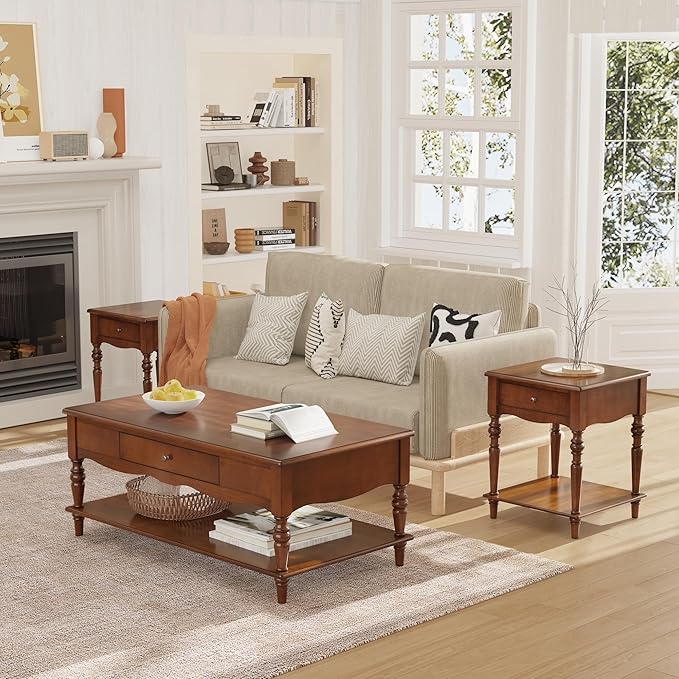 Living Room Table Set-One Rectangular Coffee Table and Two Square End Tables - Image 2