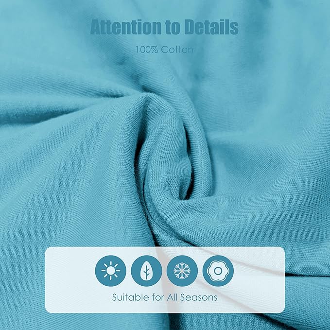 SWEET DOLPHIN Baby Sleep Sack 12-18 Months - 100% Cotton 2-Way Zipper TOG 0.5 Infant Wearable Blanket, Newborn Essentials Toddler 3 Pack Sleeping Sacks - Peacock Blue