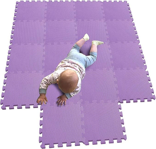 MQIAOHAM® 18 Pieces Puzzle Play Mats, Soft Baby Play Mat, Kids Interlocking Foam Floor Tiles, Toddlers Carpet Playmats G301018-111