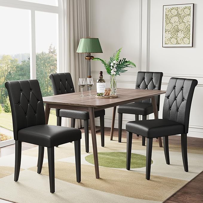 Welzona Upholstered Dining Chairs Set of 2, Button Tufted Parsons Dining Chair - Image 3