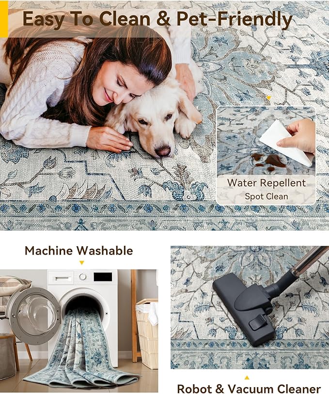 RELEANY Area Rugs 2'6"x8' Runner Rug Non Slip Washable - Image 6