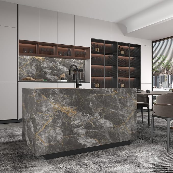 BAYYA 31.5"x80" Glossy Grey Marble Contact Paper - Image 5