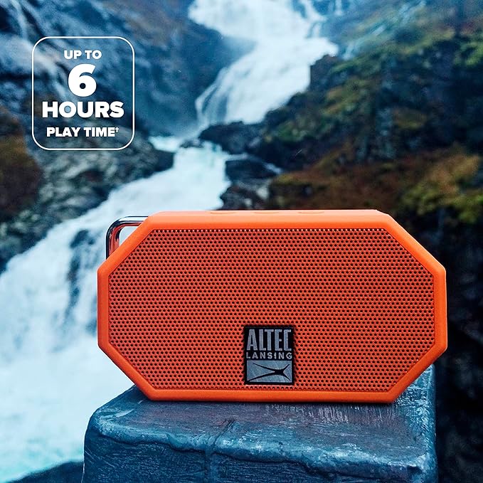 Altec Lansing Mini H2O - Waterproof Bluetooth Speaker, IP67 Certified & Floats in Water, Compact & Portable Speaker for Hiking, Camping, Pool, and Beach,Orange