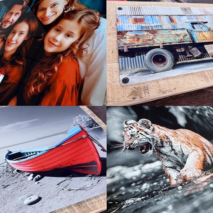 MUNDAZE Custom Portrait Metal Print on Reclaimed Wood Pallet Frame – Personalized Family Photo Gift – Glossy Aluminum Wall Art Keepsake – Made and Shipped in USA (12 x 12)