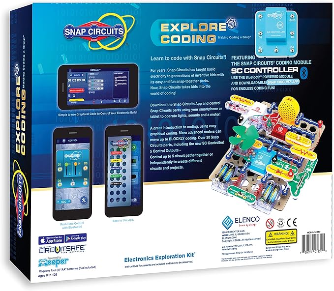 Snap Circuits Explore Coding, STEM Building Toy for Ages 8 to 108, Amazon Exclusive