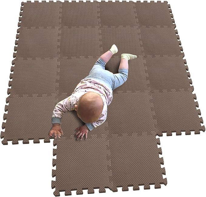 MQIAOHAM® 18 Pieces Puzzle Play Mats, Soft Baby Play Mat, Kids Interlocking Foam Floor Tiles, Toddlers Carpet Playmats G301018-106