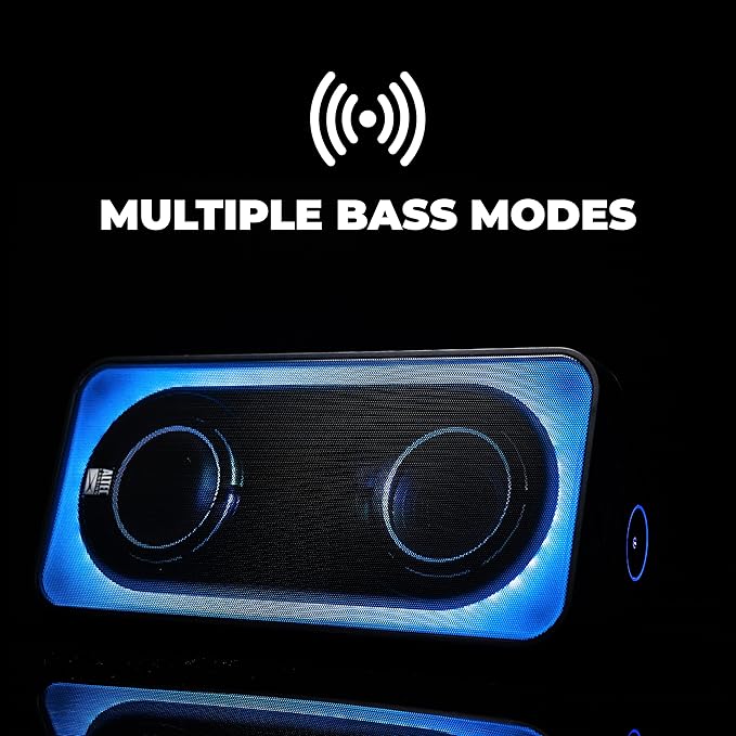 Altec Lansing Shockwave 200 Wireless Party Speaker 180W Bluetooth Speaker with a Long Lasting 12 Hour Battery, Multi LED Party Modes, Multiple bass Boost Modes, Party Sync, AM/FM Radio