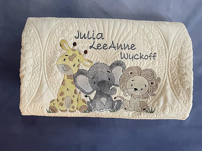 Personalized Baby Blanket Baby Quilt Monogrammed Blankets for Boys and Girls Embroidered Baby Gifts (Elephant & Balloons) Crib