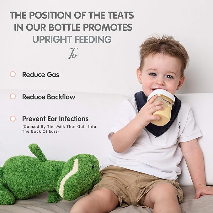 Hegen Easy to Clean Anti-Colic Baby Bottle, 8oz for 3 to 6 Months (2-Pack)