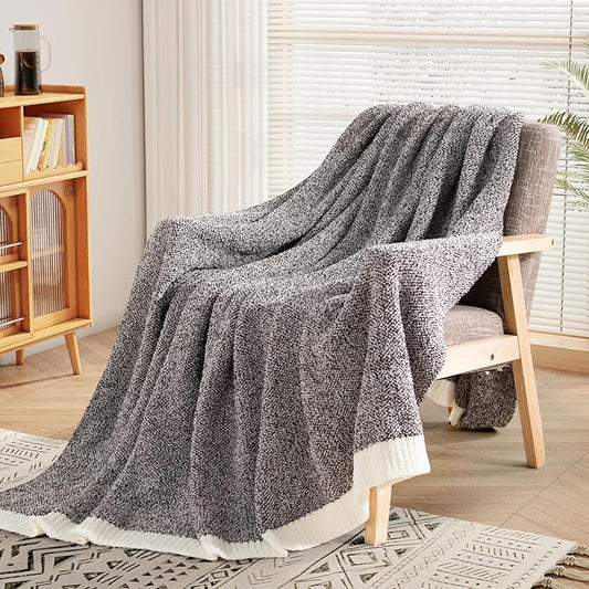 NEXHOME PRO Soft Throw Blankets for Couch, Reversible Warm Blankets Cozy Knit Blanket for Women, Fuzzy Plush Lightweight Throws for Sofa, Bed, Picnic, Coffee Brown, 50 x 60 inches