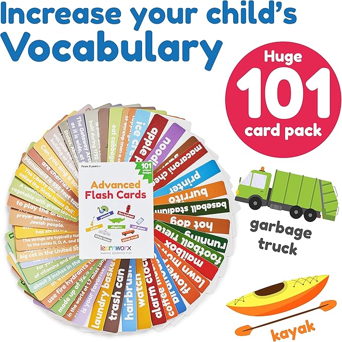 Advanced Flash Cards for Toddlers 3-5 Years – 101 Flashcards – Preschool Flash Cards – Kindergarten Flash Card for Kids – Toddler Learning – Educational Gift - for Ages 3, 4, 5 & 6
