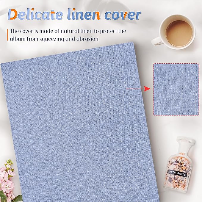 Popotop Photo Album 4x6 600 Pockets for Wedding Gifts,Linen Hardcover Picture Albums for Family Anniversary Baby Vacation Pictures