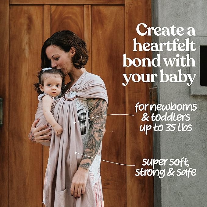 Nalakai Luxury Ring Sling Baby Carrier, Soft Linen Blend Baby Sling, Baby Wrap, Wear Your Little One Close to Your Heart, Longer Length