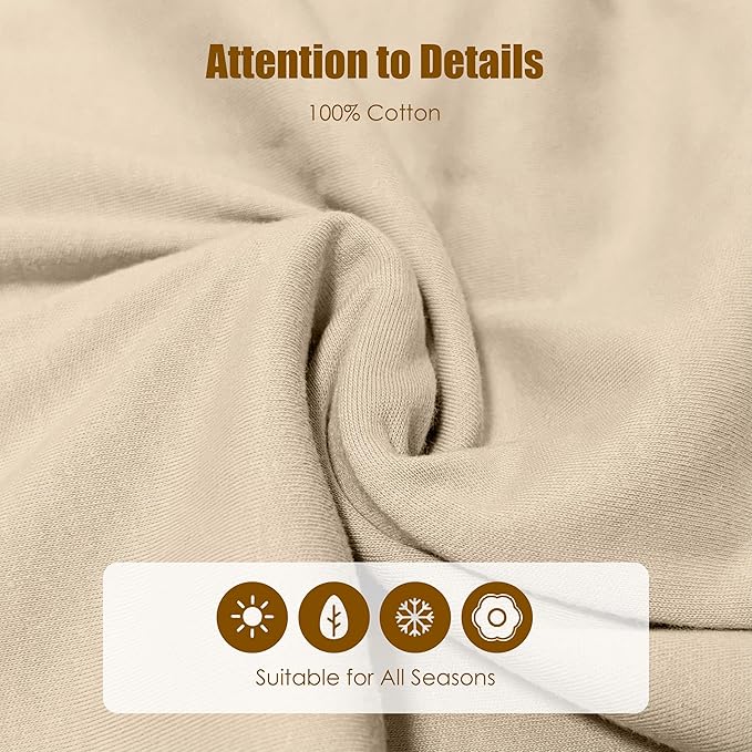 SWEET DOLPHIN Baby Sleep Sack 18-24 Months - 100% Cotton 2-Way Zipper TOG 0.5 Infant Wearable Blanket, Newborn Essentials Toddler 3 Pack Sleeping Sacks - Brown