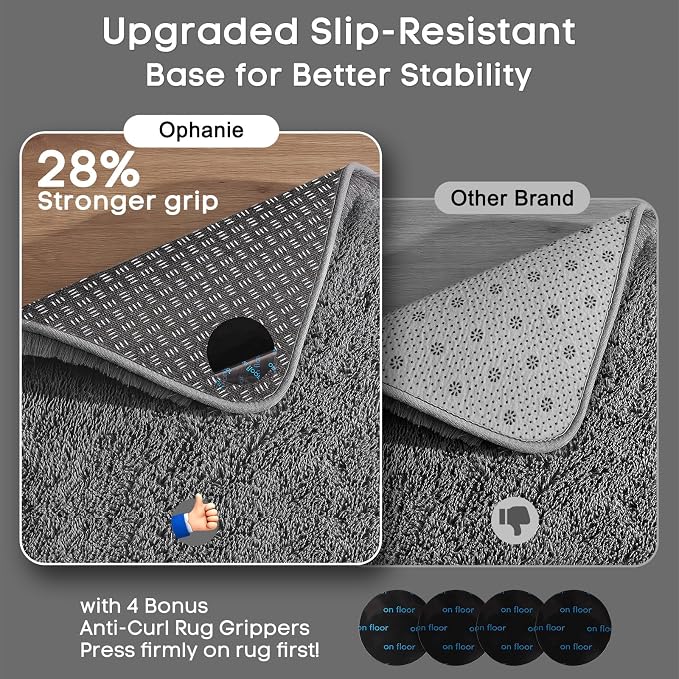 Ophanie 2x10 Runner Rug for Hallway, Upgrade Non-Slip Fluffy Soft Bedside Rugs - Image 4