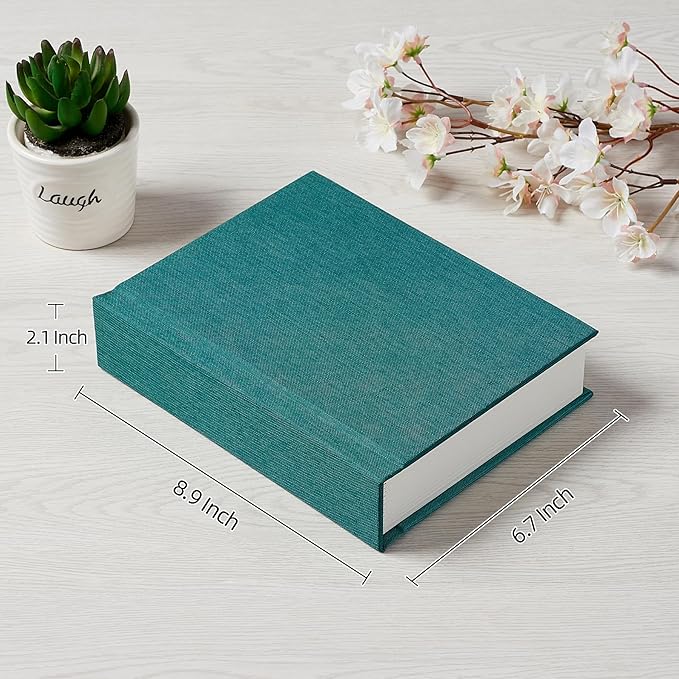 Photo Album 5x7 with Writing Space Linen Cover 5x7 Photo Album Book Holds 30 Photos Ideal for Wedding Theme-Album and Baby Photo Albums (Dark Green,30 Pockets)