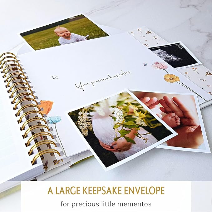 Baby Memory Book for Girl or Boy - First 5 Year Unisex Woodland Animal Keepsake to Log New Born 1st Milestone - Gender Neutral Photo Album - Parent Scrapbook Journal - Pregnancy Gift for Expecting Mom