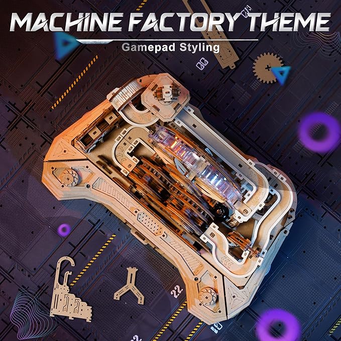 ROKR 3D Wooden Puzzles for Adults Miniature Marble Run Building Toys,DIY Pinball Machine Model Kits-Gear Ball Challenge EGC01