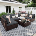 UPHA 7 Pieces Patio Furniture Sets, Wicker Outdoor Sectional Sofa Couch by UPHA