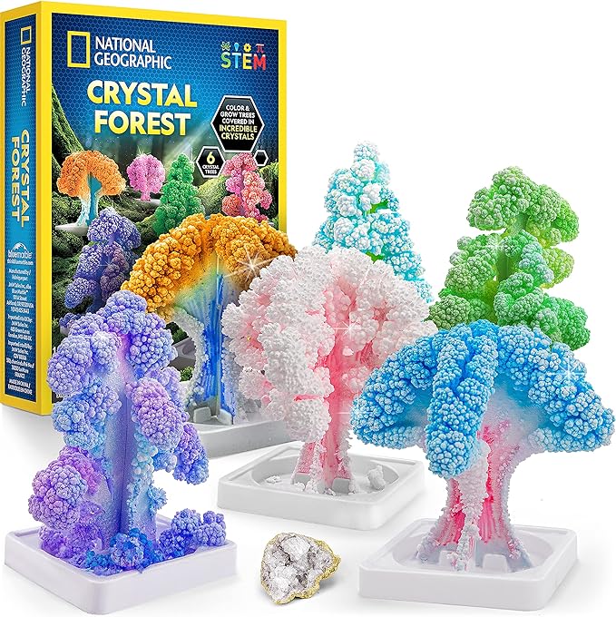 National Geographic Craft Kits for Kids - Crystal Growing Kit, Grow 6 Crystal Trees in Just 6 Hours, Educational Craft Kit with Art Supplies, Geode Specimen, STEM Arts & Crafts Kit (Amazon Exclusive)