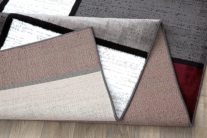 Rugshop Contemporary Modern Boxes Area Rug 2' x 3' Red