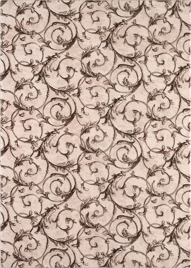 Non-Slip Washable 5x7 Area Rugs for Living Room Bedroom, Ultra Soft Bedside Rug, Indoor Floor Carpet for Kids Girls and Boys, Dorms, Nursery Rooms, Non-Skid Area Rug, Floral Beige Brown, 5' x 7'