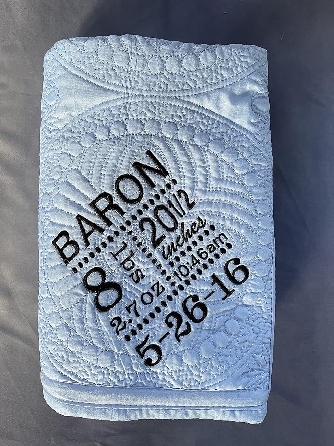 Personalized Baby Blanket Baby Quilt Monogrammed Blankets for Boys and Girls Embroidered Baby Gifts Birthdate