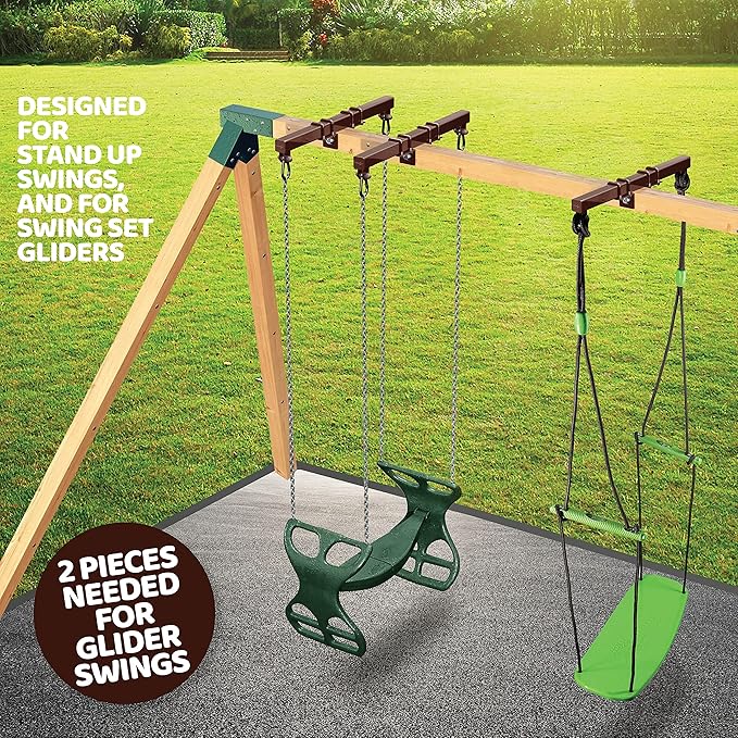 Swurfer Swingset Conversion Bracket - No Tree, No Problem, Convert Your Swingset into a Swurfset, Heavy Duty Horse Glider Bracket for Swing Set Attachment (Brown)