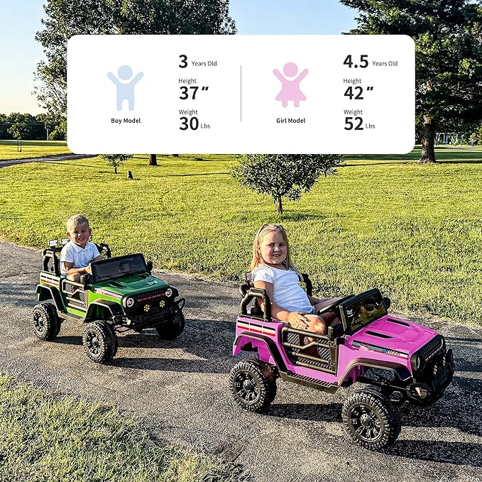 12V Kids Ride on Car Truck, Kids Electric Vehicles Car Ride on Toy for Toddlers w/Remote Control - Pink