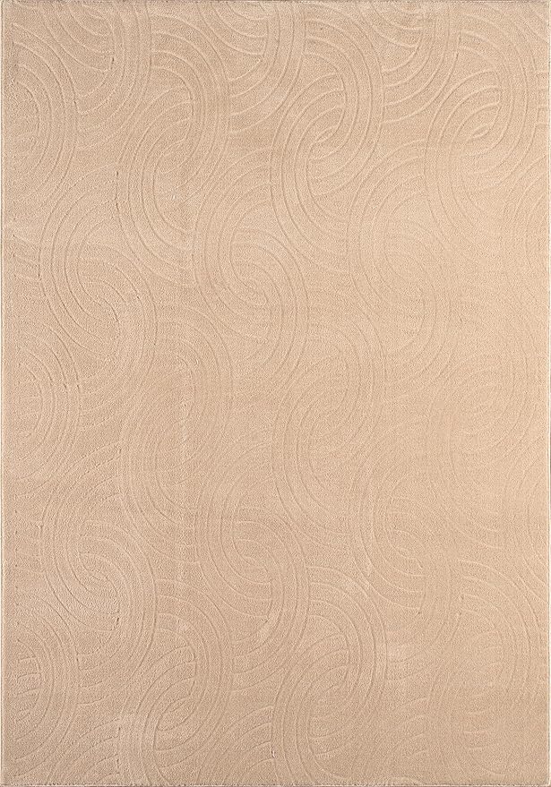 Non-Slip Washable 5x7 Area Rugs for Living Room Bedroom, Ultra Soft Bedside Rug, Indoor Floor Carpet for Kids Girls and Boys, Dorms, Nursery Rooms, Non-Skid Area Rug, Circle Beige, 5' x 7'