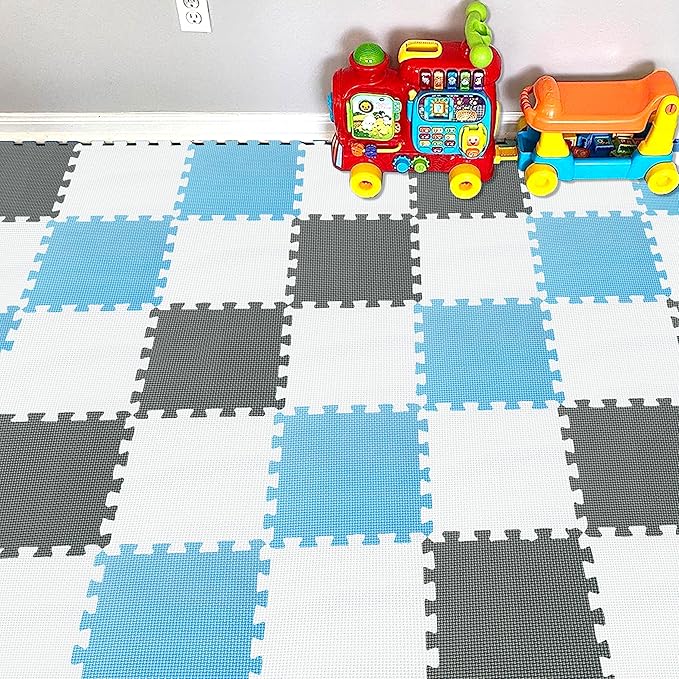 YIMINYUER® 25 Tiles (30cm×30cm×1cm Each Tile) Baby Soft Puzzle Play Mats, Kids Thick EVA Foam Floor, Toddlers & Children's Soft Interlocking Mat R01R07R12G301025