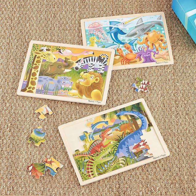 Melissa & Doug Jigsaw Puzzle Bundle (Dinosaur,Safari and Ocean)
