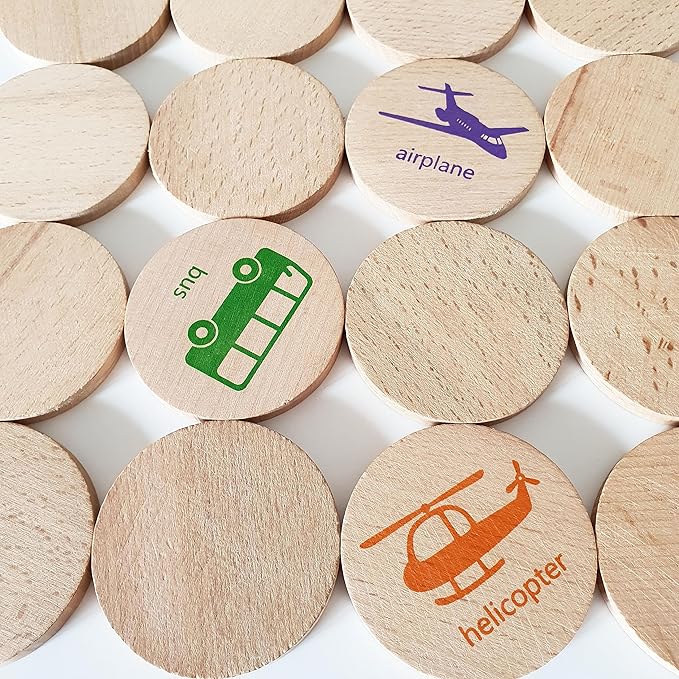 bee smart Wooden Memory Game - Matching Memory Game for Kids 3 and Up, 16Pcs | Educational Toy for Preschool Toddlers Board Games (Vehicles)