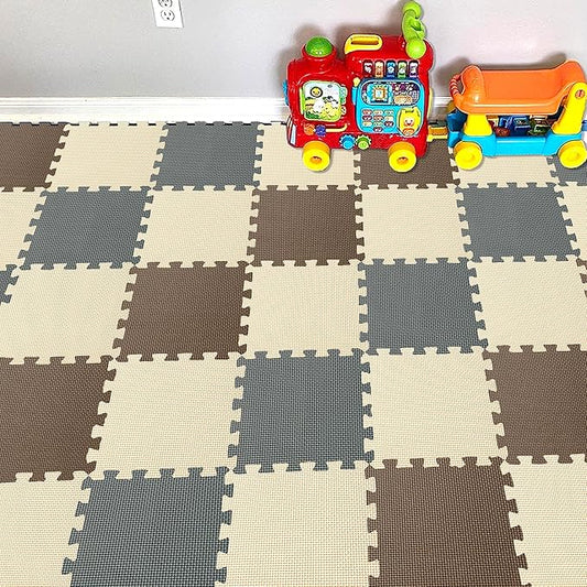 YIMINYUER® 25 Tiles (30cm×30cm×1cm Each Tile) Baby Soft Puzzle Play Mats, Kids Thick EVA Foam Floor, Toddlers & Children's Soft Interlocking Mat R06R10R12G301025