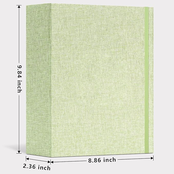 Vienrose Linen 3-Ring Photo Album Holds 250 Photos, 200 4x6 Photos and 50 6x8 Pictures, Picture Album with Multiple Size Pockets, Memory Book for Family Wedding Anniversary Baby, Green
