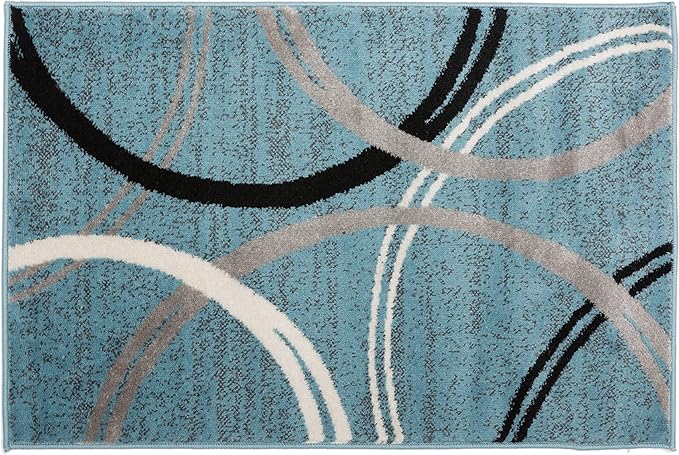 Rugshop Modern Wavy Circles Design Area Rug 2' x 3' Blue