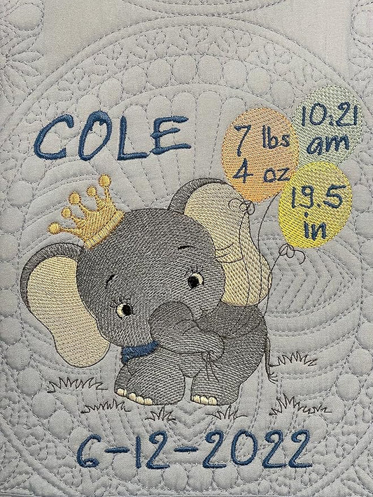 Personalized Baby Blanket Baby Quilt Monogrammed Blankets for Boys and Girls Embroidered Baby Gifts (Elephant 2) (Elephant 2)